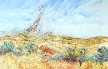 Wind, Farbstiftzeichnung, Aufstand der Landschaft, 1988