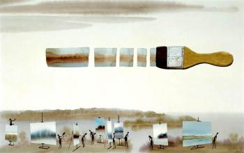 Pinsel am Himmel, Feder, Aquarell, 1985