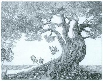 Libellenbaum, Edition »Die vierte Dimension«, Radierung, 1974