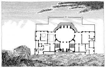 Das Schloss, Federzeichnung, 1985